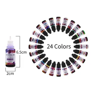 PJ009-pigmento de 24 colores, juego de tinta de Alcohol artístico versátil, tinte líquido concentrado de Color para vela de resina epoxi artesanal