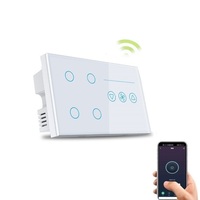 Interruptor de luz inteligente WIFI de 4 bandas con control de atenuación de ventilador, controlador de ventilador de velocidad remota con interruptor de luz de cuatro botones para casa nueva