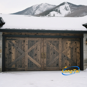LONG TAI Porte de garage solide en <span class=keywords><strong>sapin</strong></span> de Douglas-Nœuds naturels, simple de 9x8 pieds, noyau isolé, résistant aux intempéries, facile à teindre - Product Image 2