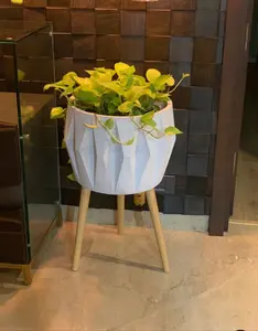 FOSHAN Factory directly fiberglass clay cement small round flower pots with gears on the surface for planting real flowers