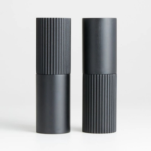 Juego <span class=keywords><strong>de</strong></span> molinillo Manual <span class=keywords><strong>de</strong></span> sal y pimienta <span class=keywords><strong>de</strong></span> madera, 2 uds., cuchillas <span class=keywords><strong>de</strong></span> cerámica, diseño estriado, molinillo <span class=keywords><strong>de</strong></span> pimienta, grosor ajustable, acabado negro, cocina - Product Image 1