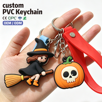 Porte-clés personnalisé en PVC avec logo, motif sorcière, pour événements d'entreprise et cadeaux d'Halloween