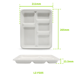 Disposable Waterproof Sugarcane Bagasse Fast Food Containers Bio Paper Take Away Plate <strong>Tray</strong> for Outdoor Camping Adventures - Product Image 6