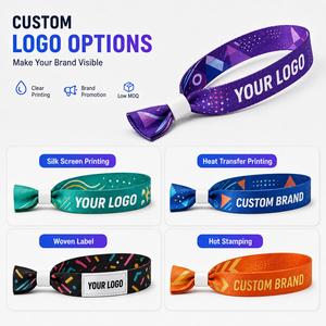 Bracelets jetables personnalisés en polyester 15x350mm pour événements et festivals, avec impression de logo et fermeture à usage unique - Product Image 2