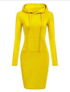Hot Selling Fashion Plain Pockets Pullover Casual <strong>Hoodies</strong> 100% Polyester <strong>Women</strong> Long Sleeve <strong>Hoodies</strong> <strong>Dress</strong> - Product Image 2