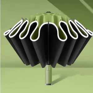 Automatic Folding Strong Umbrella For Men Women Windproof 12Ribs Reverse Umbrella Wind Resistant Trip Inverted Rain Umbrella