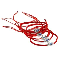 Tiancheng Vintage Mandala Flower Bracelet Handmade Braided Cord String End  Red with Black