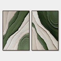 Vente en gros - Peinture acrylique originale Verdant Flow Diptych Green texturée abstraite, nature morte, peinte à la main sur toile, décoration murale pour intérieur