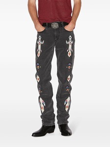 YKMOZI Logo personnalisé imprimé délavé délavé hommes Denim jean pantalon strass goujons hommes jean pierre précieuse clouté bleu jean - Product Image 2