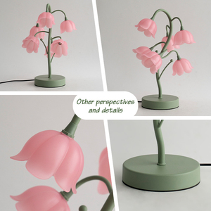 Flower Shape Crystal Table Lamp Black Linen Shade Soft Warm White <b>Light</b> 2700K LED AC Modern Adjustable Decorative Bedroom Desk - Product Image 6