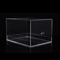 Boîte à chaussures en acrylique avec couvercle, mallette de rangement en plastique, présentoir superspex empilables avec ouverture frontale transparente et couvercle magnétique