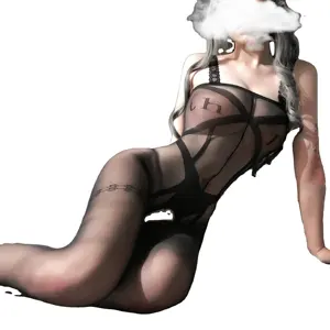 Women Sexy Mesh lingerie Full Body Stocking Body Stocking Sheer Crotchless One Piece Seamless Transparent Body Nylon
