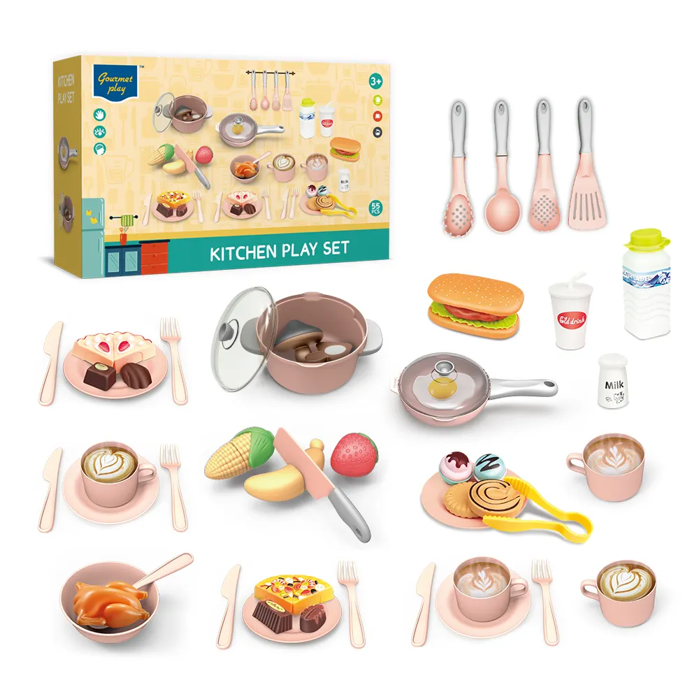 Kitchen games, plastic baby play kitchen set for kids, mini children kids kitchen toys cooking set for girls pretend play