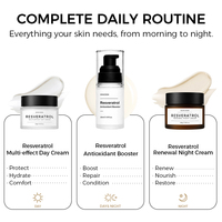 Ensemble de soins du visage antioxydant à l'acide hyaluronique et au resvératrol en marque privée, sérum anti-âge OEM, crème de jour/nuit hydratante pour tous