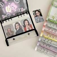 Album photo à feuilles mobiles style coréen Ins, avec reliure A6, couverture en PVC à double boucle, pour collection de cartes et photos de stars