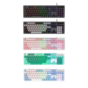 แป้นพิมพ์กลไก60% teclado คีย์บอร์ดเล่นเกมขนาดเล็กเหมาะกับการทำงานแบบมีสายตัวอย่างสินค้า RGB