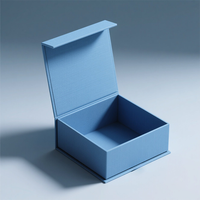 Fabrication d'emballages en carton rigide bleu de luxe sur mesure pour produits cosmétiques et de soins de la peau, boîte cadeau en papier avec fermeture magnétique, insert en EVA