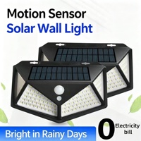 Lampe murale solaire carrée à 114 LED, détecteur de mouvement extérieur, lampe de sécurité étanche, 3 modes, intensité réglable, pour jardin, patio, cour