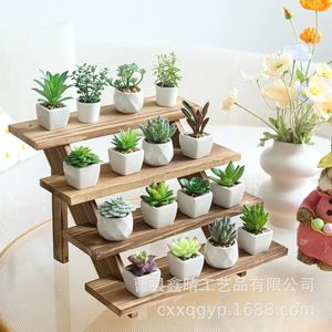 Wooden Dessert Display <b>Rack</b> 4 Layers Countertop Standing Type Natural Wood Color Home Bakery Showcase <b>Shelf</b> - Product Image 4