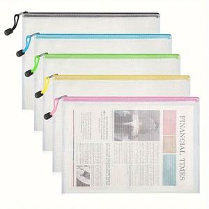 Pochette zippée en PVC imperméable personnalisée, format A4, dossier pour documents, pochette transparente extensible, pour le bureau et l'école - Product Image 5