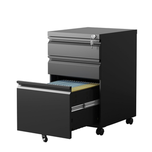 Modern Metal Three-layer <b>Lockable</b> Mobile Filing <b>Cabinet</b> for Office Use - Product Image 4