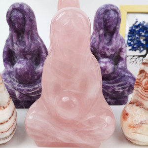 Vente en gros de quartz rose naturel sculpté à la main poli compréhension spirituelle de la <span class=keywords><strong>terre</strong></span> mère pour la décoration - Product Image 4