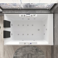 Baignoire intelligente carrée en acrylique de style moderne et luxueux pour couple, double bain à remous, massage, douche cascade, adaptée aux familles