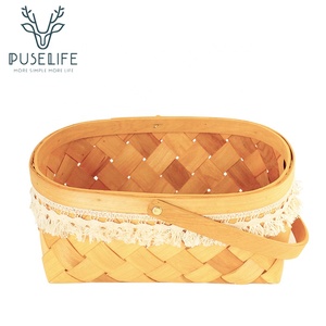 <span class=keywords><strong>Panier</strong></span> en <span class=keywords><strong>bois</strong></span> avec poignées <span class=keywords><strong>panier</strong></span> de rangement tissé - Product Image 2