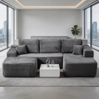 Modulares Ecksofa in U-Form mit Drei Sitzen, Chaiselongue und Ottoman, Flexibles Layout für Familien-Wohnzimmer