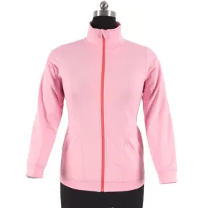 Good Quality Wholesale Custom Women Collared Long Sleeved Running & Track Women's Jacket in polyetstr spandex fleece