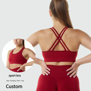 All'ingrosso bretelle incrociate senza cuciture reggiseno sportivo Activewear abbigliamento da allenamento alla rinfusa per personalizzare biancheria intima da palestra da donna che corre Yoga top - Product Image 1