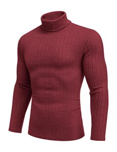 Magliette a Collo Alto da <span class=keywords><strong>Uomo</strong></span>, <span class=keywords><strong>Maglia</strong></span> a Maniche Lunghe Leggera, Top Termico a Costine, Strato Base Pullover - Product Image 6