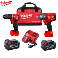 Kit de Herramientas Eléctricas Inalámbricas Milwaukee de 18V con Batería de Iones de Litio, Taladro y Llave de Impacto, Potente y sin Escobillas, para Exteriores