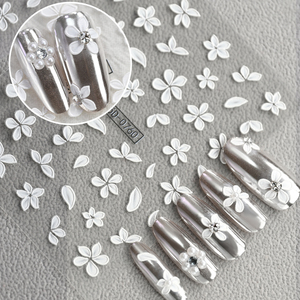 Calcomanías 5D para <span class=keywords><strong>Uñas</strong></span>, Elegantes Flores <span class=keywords><strong>de</strong></span> <span class=keywords><strong>Loto</strong></span> Blancas y Hojas, Adhesivos Decorativos para Manicura - Product Image 4