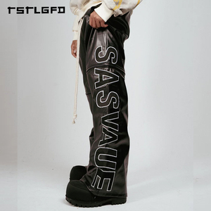 Calças Bordadas de Couro PU 2 em 1 Conversíveis de Alta Qualidade com Pernas Largas Destacáveis e Zíper no Joelho Estilo Y2K - Product Image 2