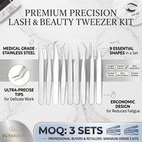 Kit de pinces pour extensions de cils volume marque privée, fabricant, prix bas, argent, épaisseur 1,5 mm, outils de greffe de cils multicolores