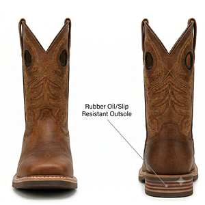 Bottes de <span class=keywords><strong>cowboy</strong></span> occidentales mi-mollet en cuir véritable PALITUTU, à bout carré, antidérapantes, à enfiler, personnalisables en gros, unisexe - Product Image 3