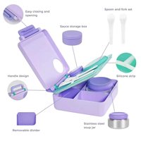 Boîte à lunch isotherme de haute qualité en plastique 1-3L avec poignée, cuillère, fourchette, anti-fuite, compatible micro-ondes, sans BPA, écologique, 4 compartiments