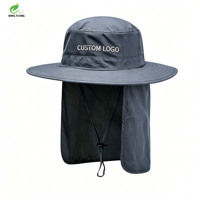 Wins Flying Golf Bucket Hat mit abnehmbarer Gesichtsmaske, Nackenschutz, Sonnenschutz, breiter Krempe, 4U-Perforation, atmungsaktiv, UV-Schutz, Gorras