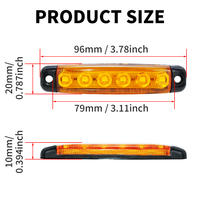 JINCHIHENG 6LED 3W 12V/24V Feux latéraux de camion, feux de dégagement, feux de freinage, feux arrière, feux de signalisation de remorque, cuivre