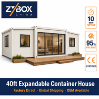 Maison conteneur extensible à déploiement rapide de 40 pieds, installation en 10 minutes, 95 % pré-assemblée, studio de jardin CE, OEM