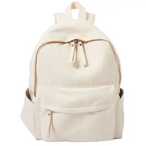 New Fashion White Casual Sports Backpack Simple Large Capacity School Bag RPET Recycled Classic Canvas Backpack For Teenagers