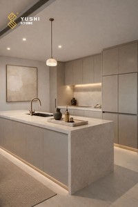 YUSHI Piano Cucina in Quarzo Artificiale Grigio Crema Personalizzato Stile Taj Mahal per Decorazione Hotel, Appartamenti e Ville - Product Image 2