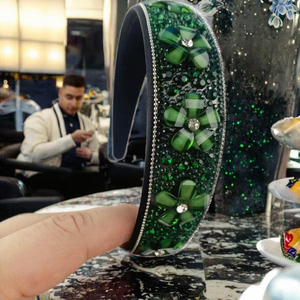 Diadema de Pelo de Alta Calidad con Estilo Europeo y Americano, Diadema de Poliéster con Cristales de Estrás, Elegante y Brillante para Mujer - Product Image 3