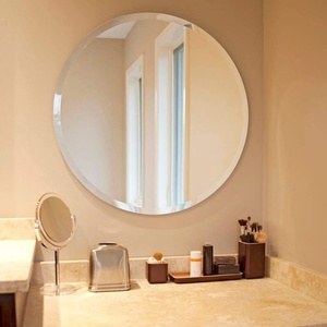 Miroir sans cadre en forme de galet organique, asymétrique, à bords biseautés irréguliers, à fixer au mur pour la décoration du salon et de la salle de bain - Product Image 3