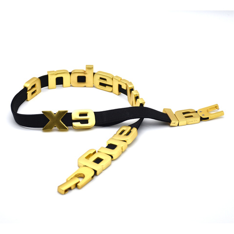 GRS Certified Metal Alloy Letters Charms Pendant Decor Gold Plated with Hollow for Bag Straps Webbing 2022 New Design