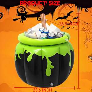JOSEN Halloween Grand Seau à Glace Gonflable Géant en PVC Noir en Forme de Chaudron avec Agitateur Portable Étanche pour Décoration de Piscine - Product Image 6