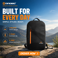 Sac à dos pour ordinateur portable DNDBO noir minimaliste avec fermeture éclair contrastante orange, imperméable, pour les voyages quotidiens en ville, les affaires, l'école, logo personnalisé