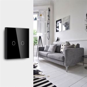 EU 2Gang 2 Way Màn Hình Cảm Ứng Gương <span class=keywords><strong>LED</strong></span> Điều Khiển Wifi Power Light Chuyển Đổi Lichtschalter Glasrahmen - Product Image 4