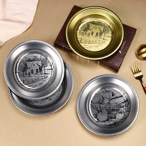 Bandeja Redonda Rústica de Metal Mystic Arts 2304C, Diseño Campestre, Bandejas Decorativas para el Hogar, Sala de Estar, Comedor - Product Image 1